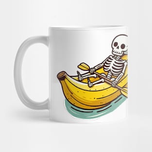 Funny Skeleton On Banana Canoe Mug